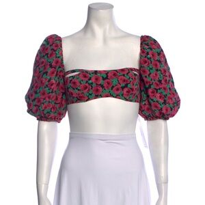 NWT FOR LOVE AND LEMONS FLORAL PRINT SQUARE NECKLINE CROP TOP
